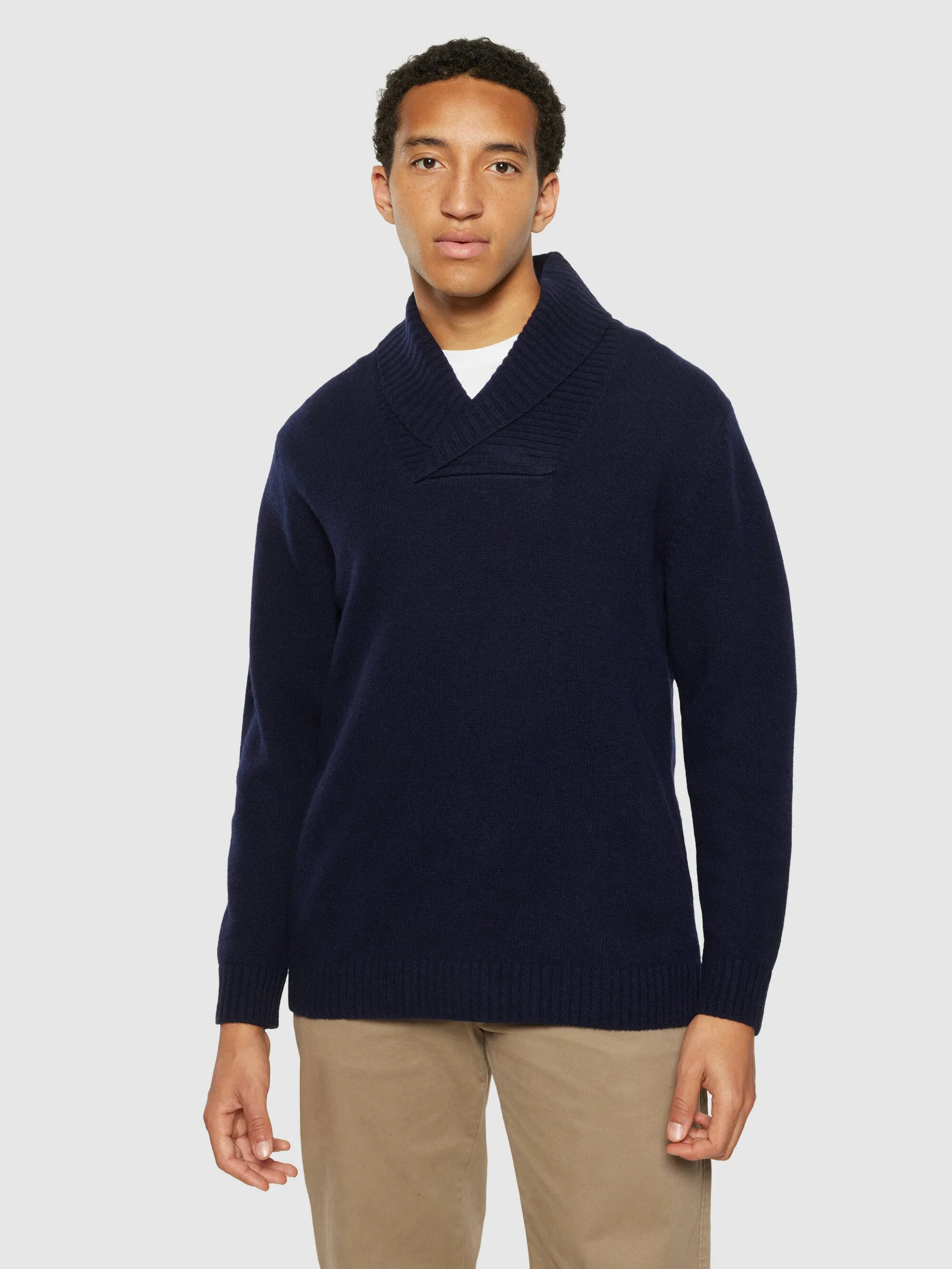 Shawl neck wool knit - RWS - Total Eclipse
