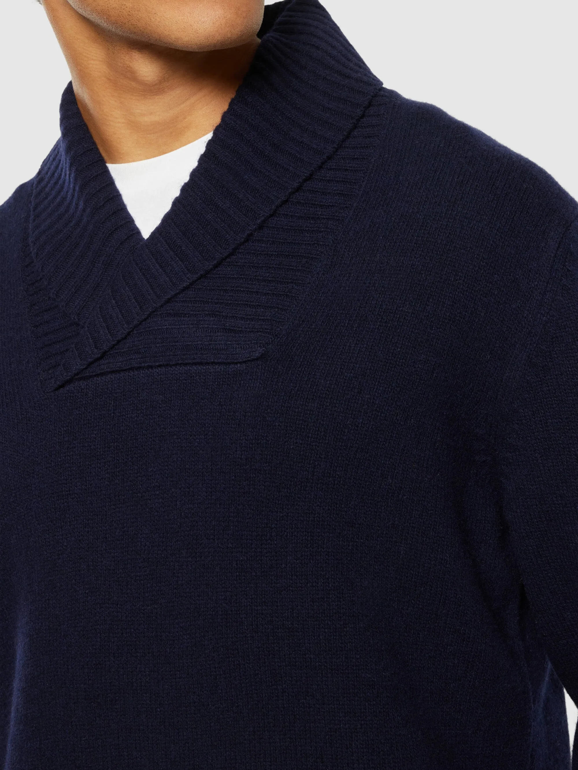 Shawl neck wool knit - RWS - Total Eclipse