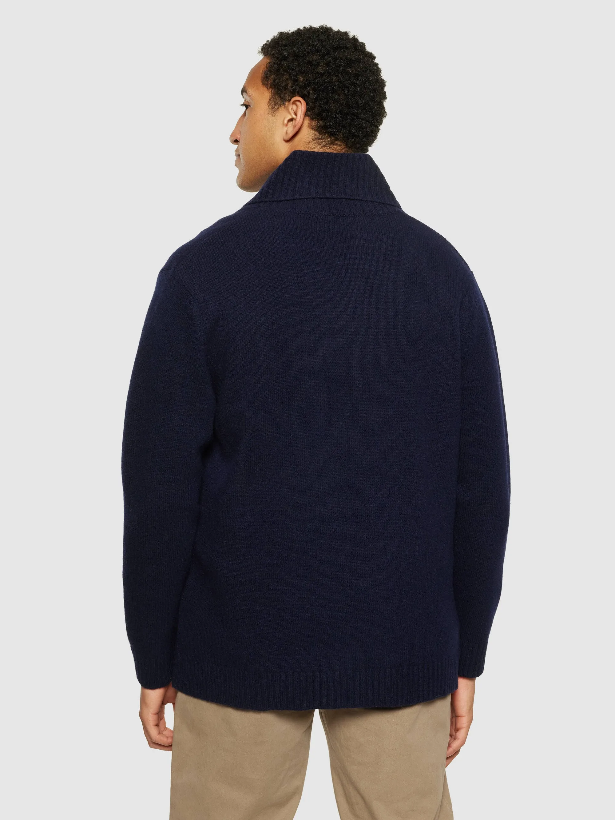 Shawl neck wool knit - RWS - Total Eclipse