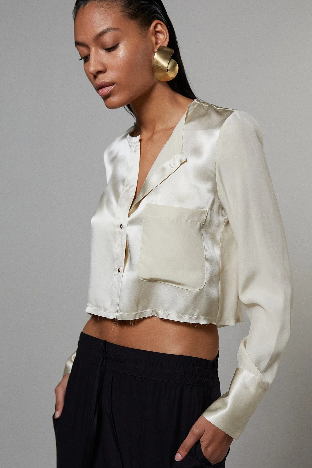 Slim Raw Edge Button Up - Walnut