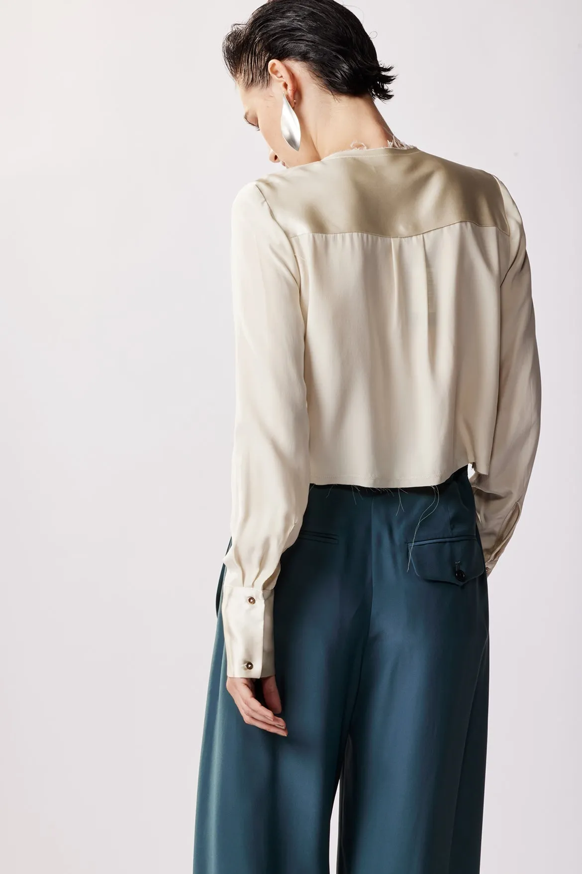 Slim Raw Edge Button Up - Walnut