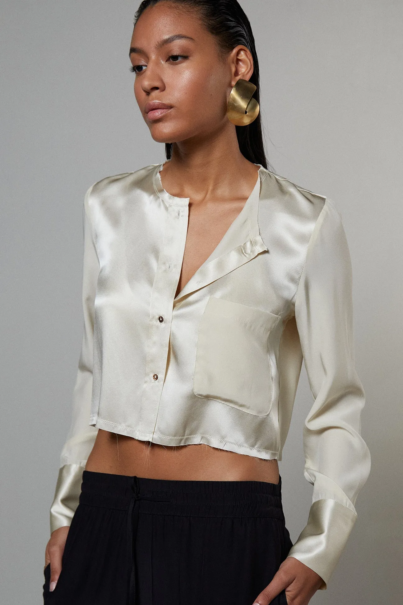 Slim Raw Edge Button Up - Walnut