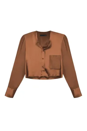 Slim Raw Edge Button Up - Walnut
