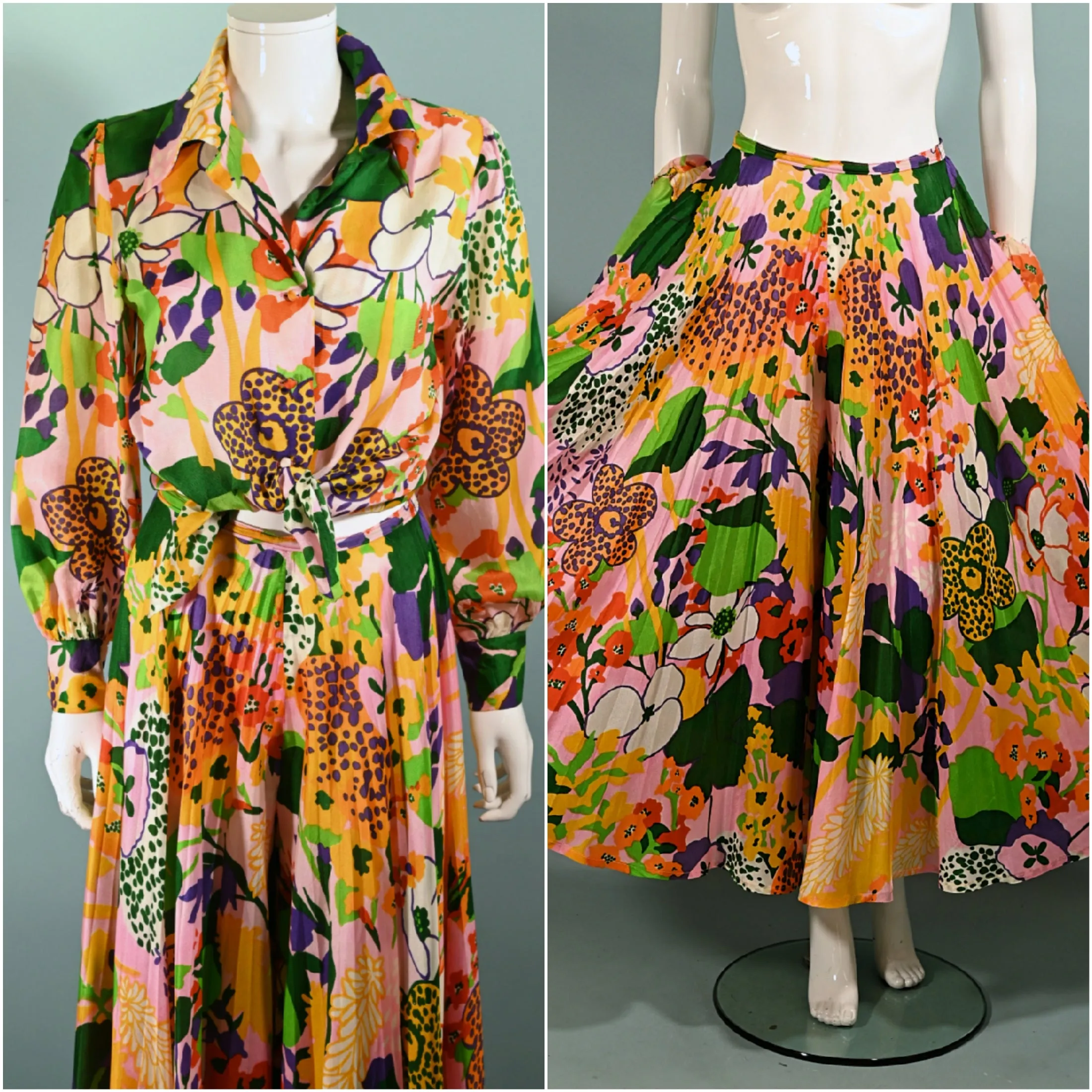 SOLD 70s Bold Psychedelic Print Palazzo Skirt/Top Set, Lord & Taylor