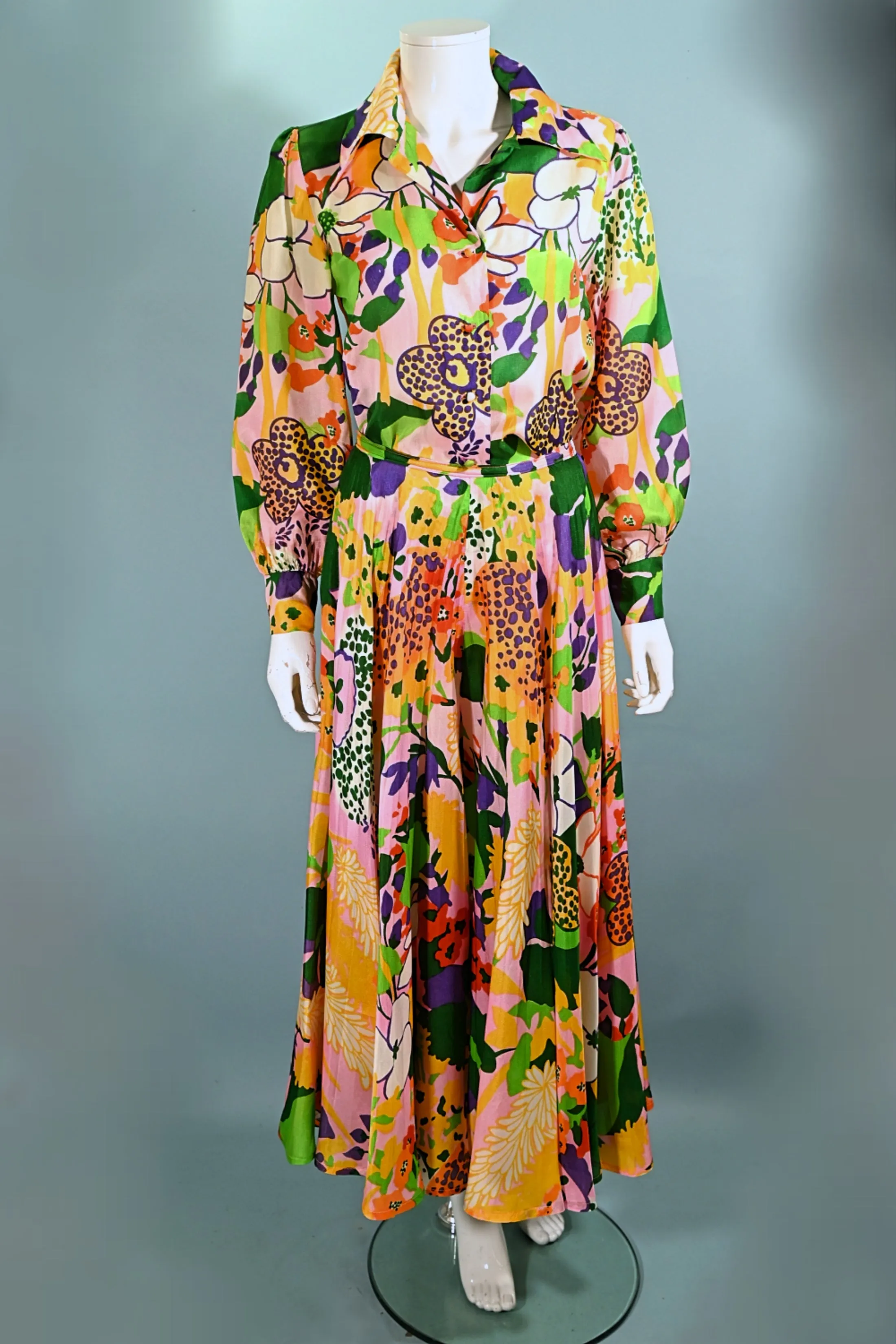 SOLD 70s Bold Psychedelic Print Palazzo Skirt/Top Set, Lord & Taylor