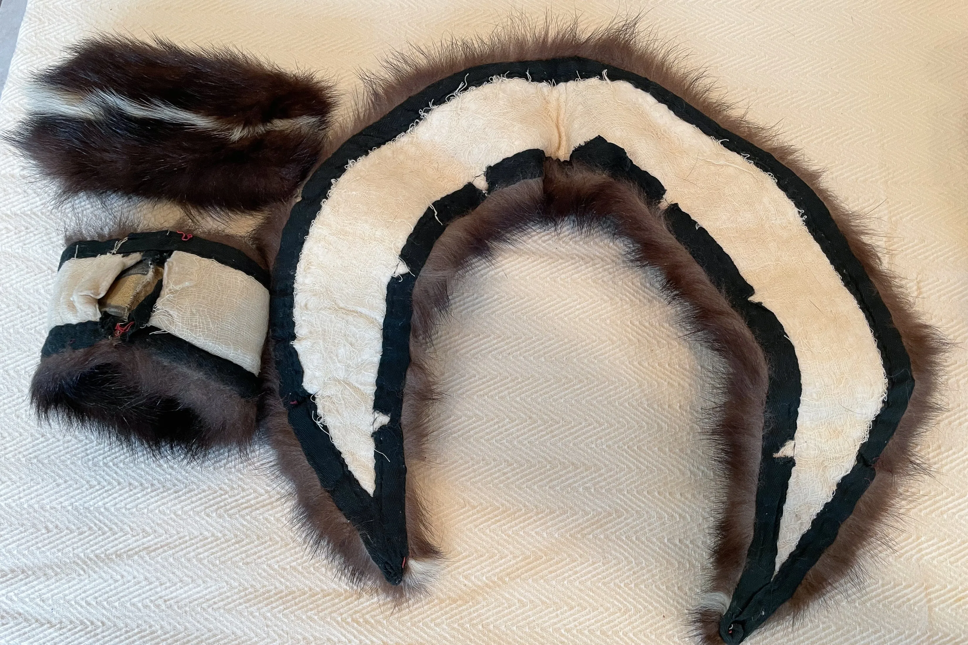 SOLD Vintage Fur Collar Collar and Cuff Set, Replacement or Costume Prop Study, 3 Piece Set