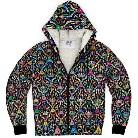 Stained Glass Sherpa Hoodie Zip up Jacket