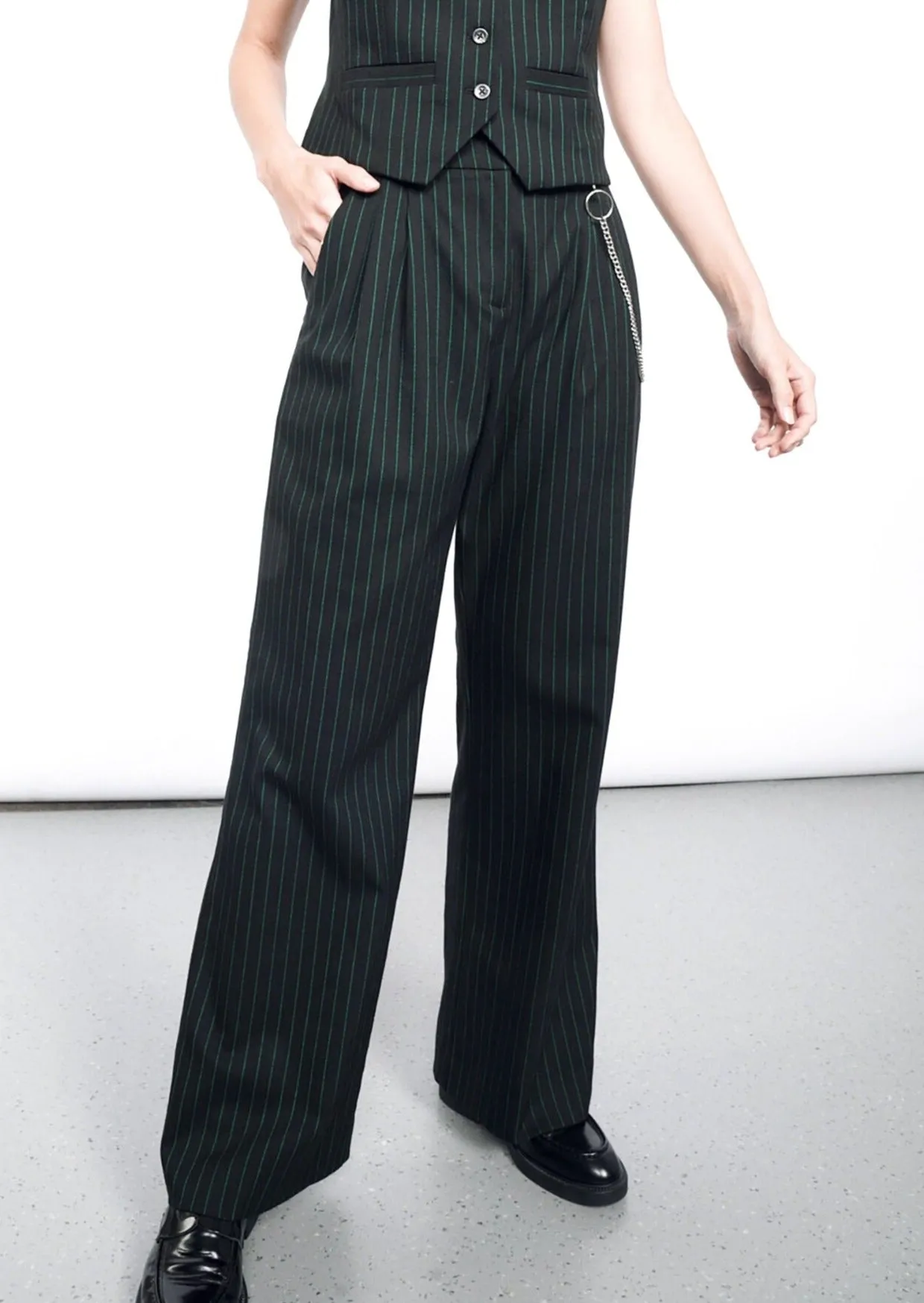 The Empower Pinstripe Wide Leg Trouser