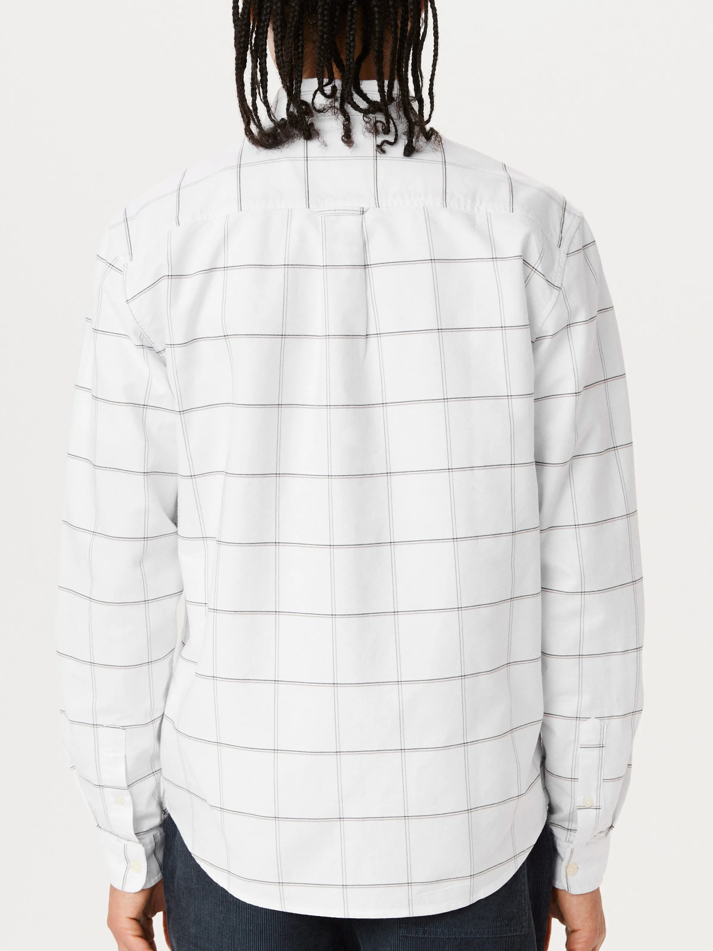 The Jasper Windowpane Oxford Shirt in Bright White