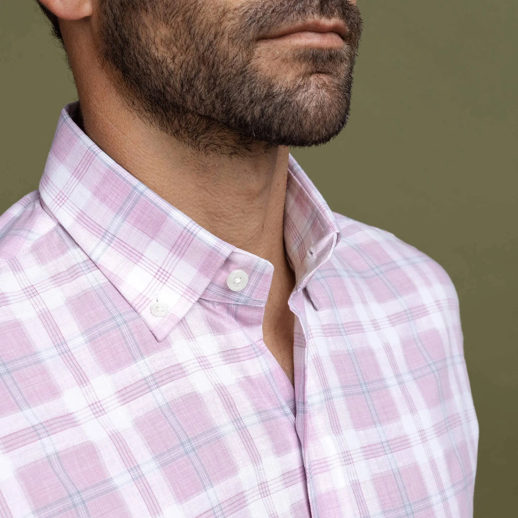 The Pink Byron Cotton Linen Plaid Custom Shirt