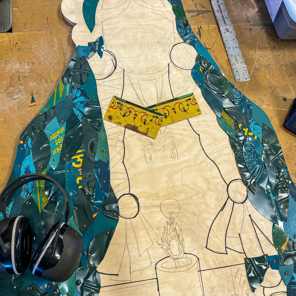 THE VIGIL (TEAL) original metal wall sculpture
