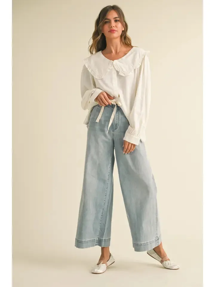 Tie Front Wide Leg Jeans