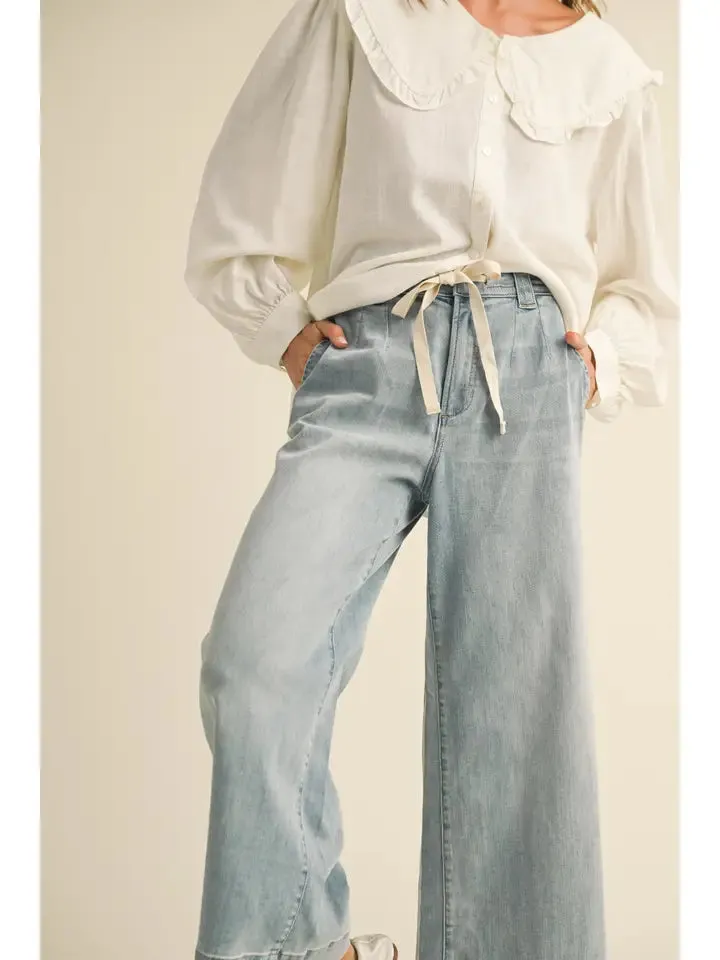 Tie Front Wide Leg Jeans