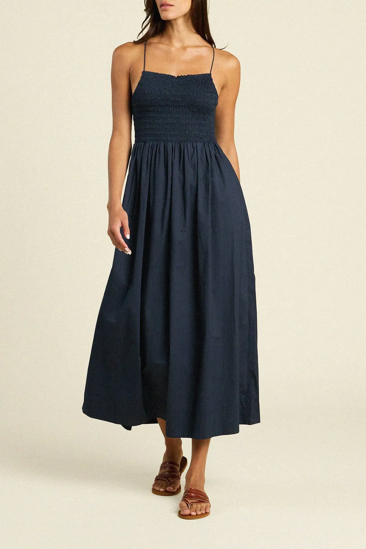 Trovata Carmen Dress Navy Poplin