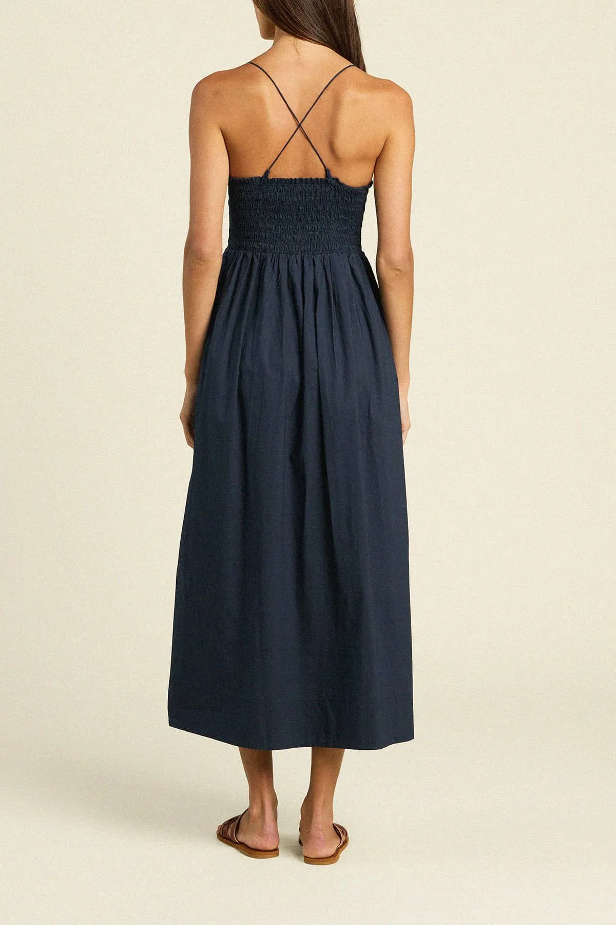 Trovata Carmen Dress Navy Poplin