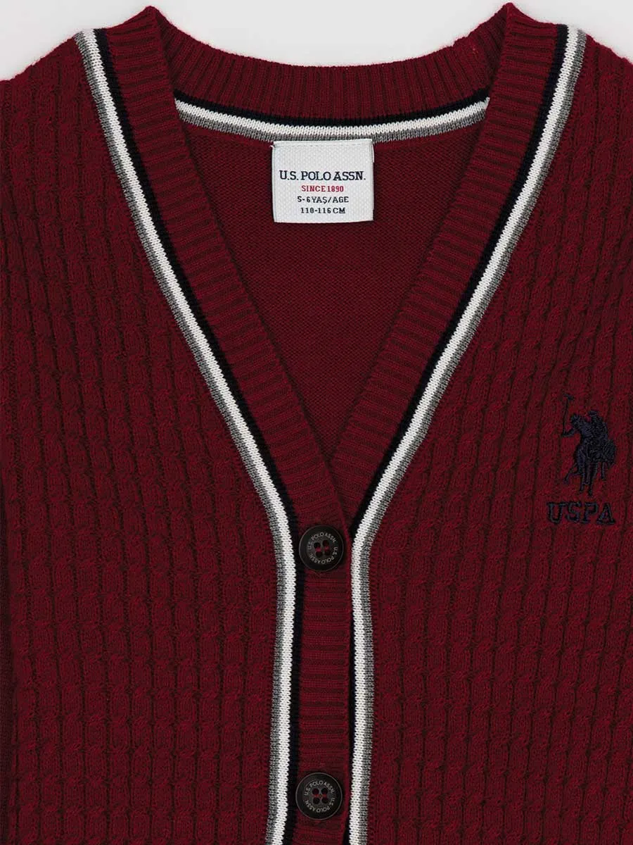 USPA Boy Cardigan Bordeaux VR014 USPCN060