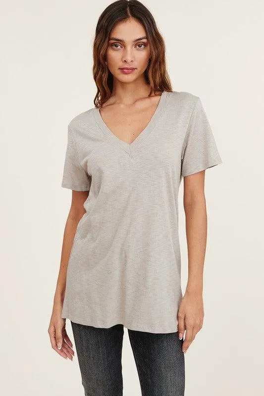 Vickie Vneck Cotton Slub Short Sleeve Tee
