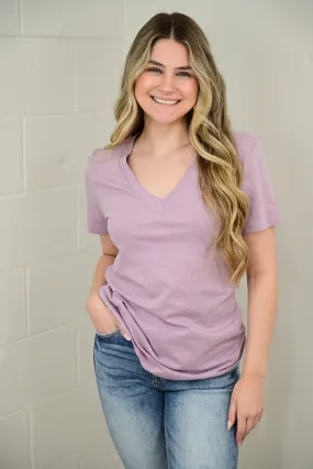 Vickie Vneck Cotton Slub Short Sleeve Tee