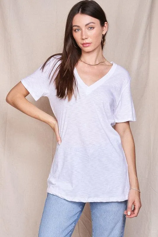 Vickie Vneck Cotton Slub Short Sleeve Tee