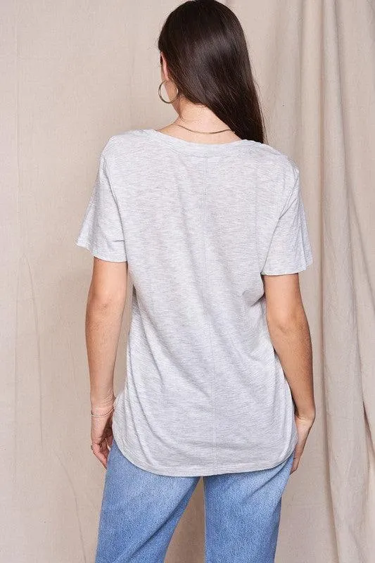 Vickie Vneck Cotton Slub Short Sleeve Tee