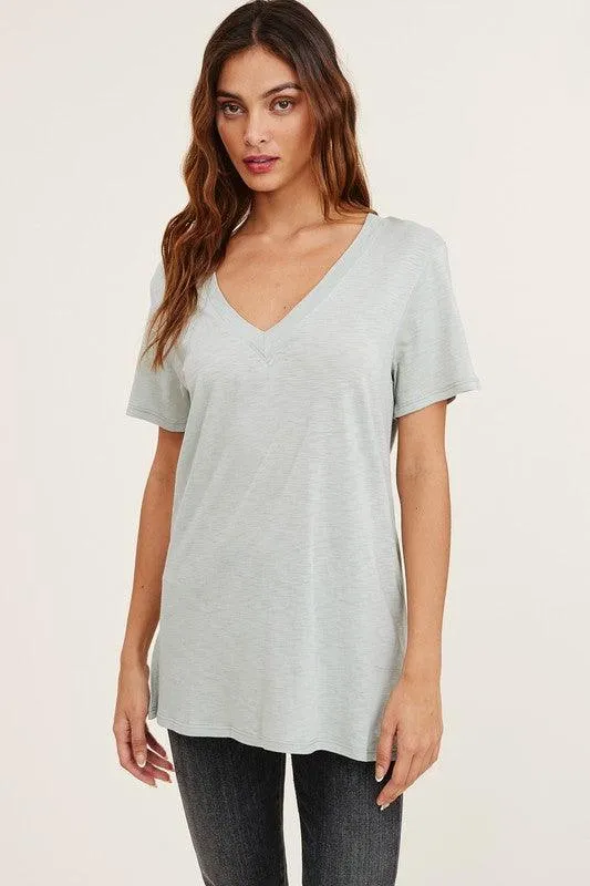 Vickie Vneck Cotton Slub Short Sleeve Tee