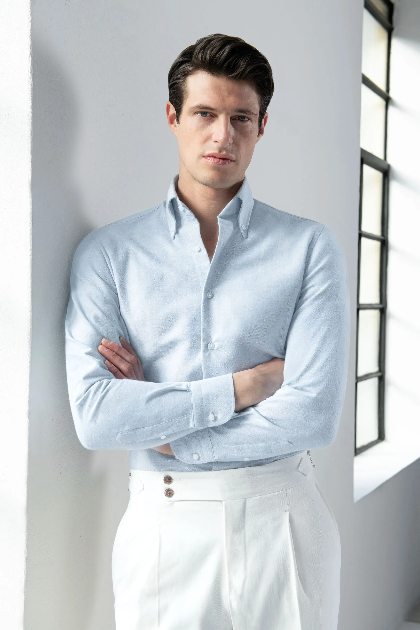 Water green soft oxford button down shirt - Made In Italy