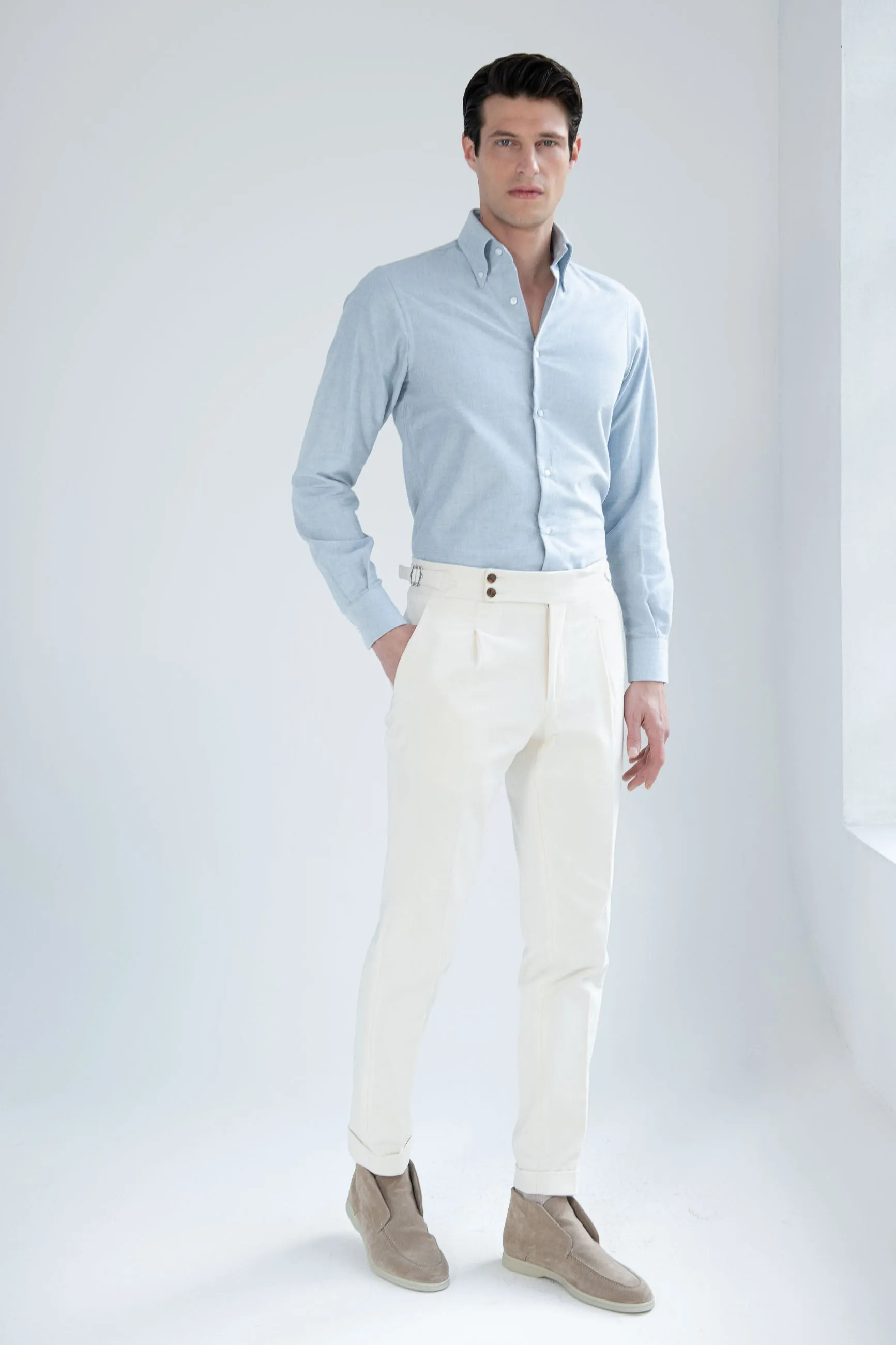 Water green soft oxford button down shirt - Made In Italy