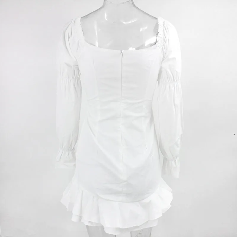 White Off Shoulder Ruffle Mini Dress