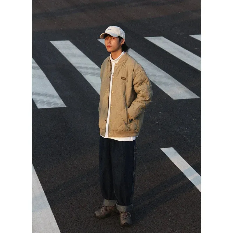 Wiaofellas Winter Fashion Brand Loose Diamond Cotton Coat Men's and Women's Japanese Vintage Baseball Jersey Cotton Coat