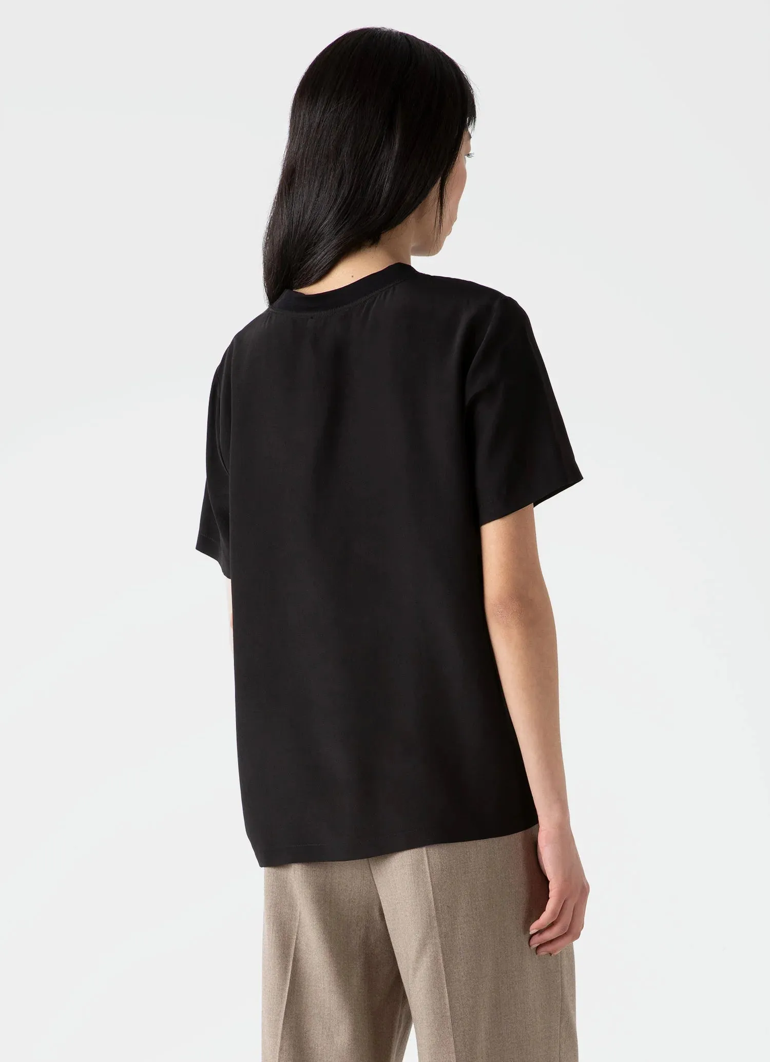 Woven Silk T Shirt