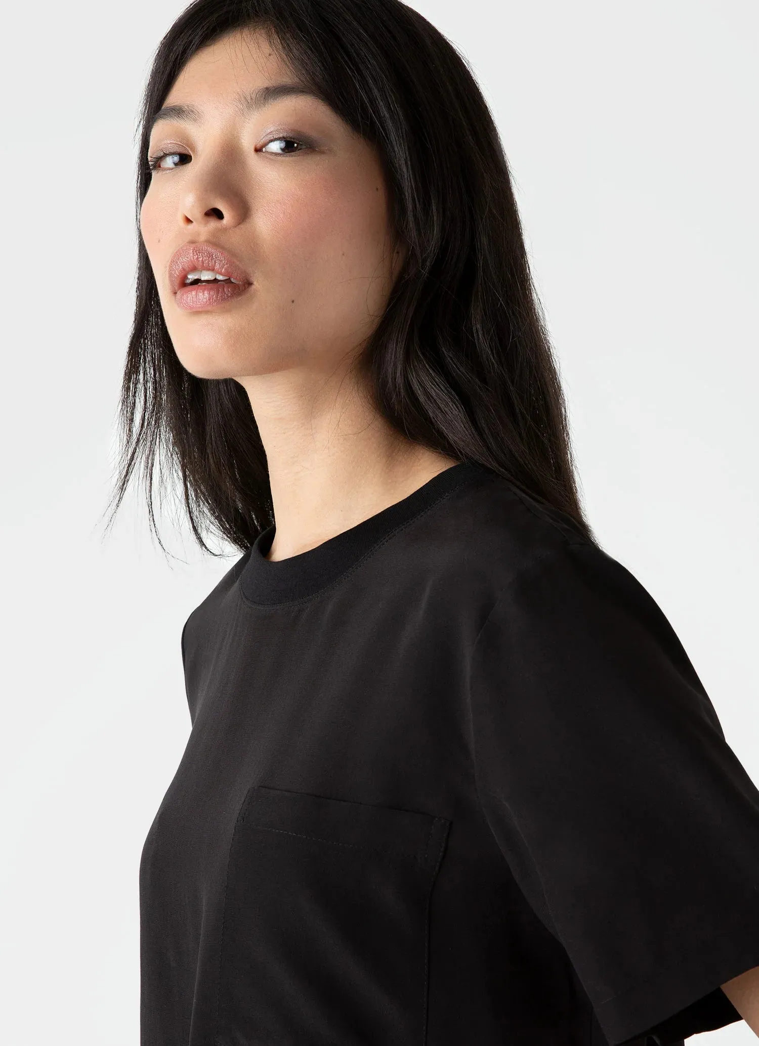 Woven Silk T Shirt