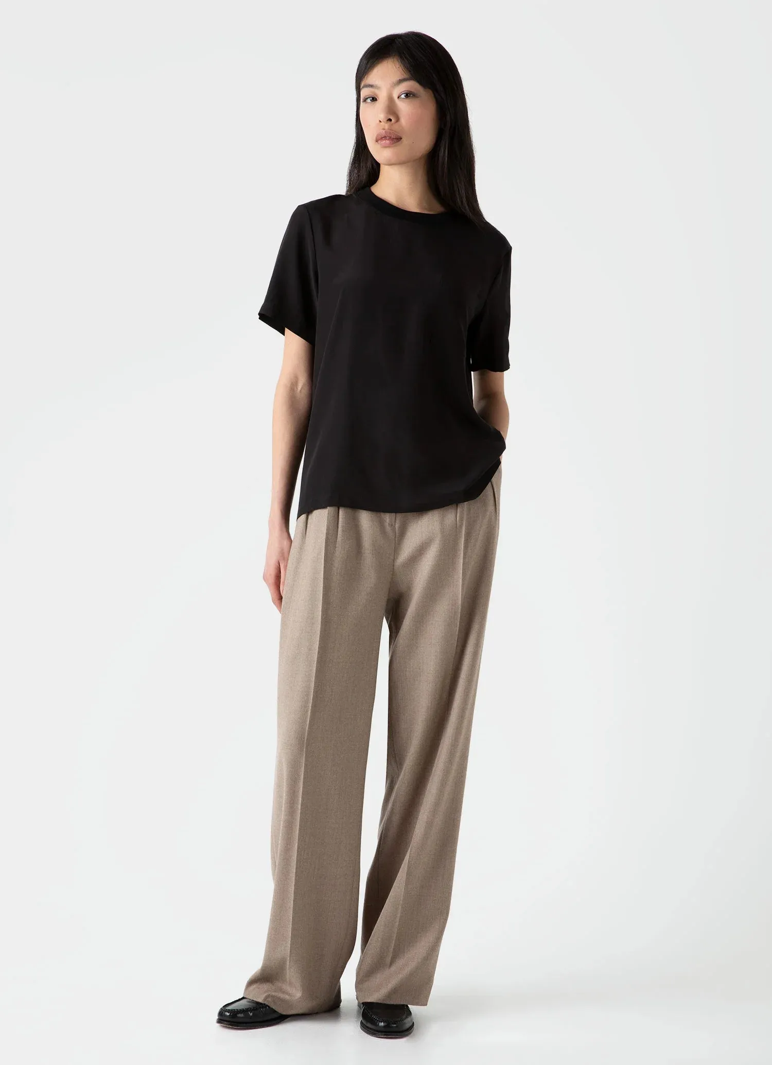 Woven Silk T Shirt