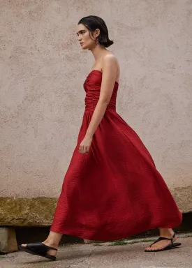 Yerse Strapless A-line Midi Dress